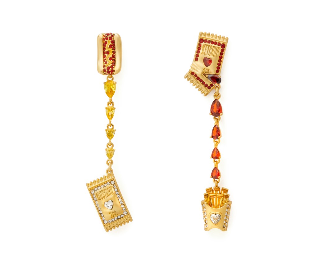 What A Snack Linear Earrings (Gold Red Multi)